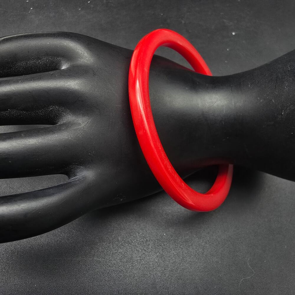 Red Bakelite Bangle Bracelet Thin Vintage Plastic Jewelry